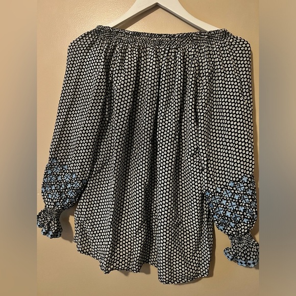 Rungolee Elegant Black Blue Barcelona Embroidered Blouse small revolve ssense - Picture 7 of 8